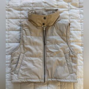 Anthropologie Cream Vegan Leather Crop Vest
